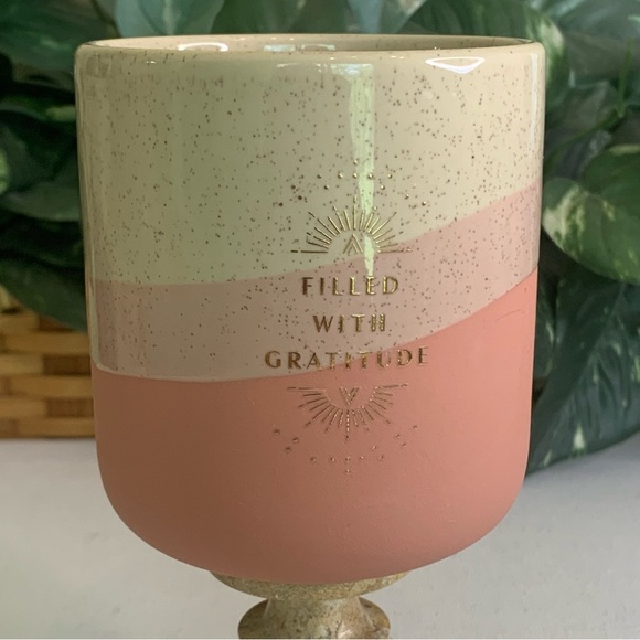 Filled With Gratitude Pottery Plant Pot Desert Colors Gold Writing Inspirational - Picture 1 of 15